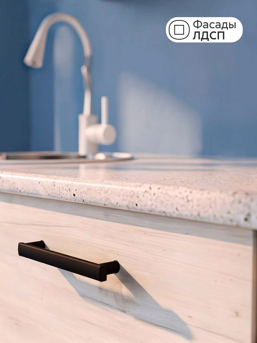 Модульная кухня прямая Гриоло, 200 см, (дуб крафт белый / столешница: сахара)